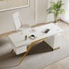 Hungled Modern 180 cm Rectangular White Executive Desk with Storage Cabinet