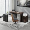 Modern 152 cm L-Shaped Black & Walnut Executive Desk with Movable File Cabinet