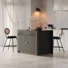 Mid-Century Modern 129 cm Glossy Sintered Stone Top Kitchen Island with Storage, Black