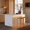 Modern 180 cm White Kitchen Island with Storage & LED Light, Waterfall Edge