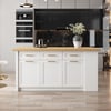 Modern 72" Wood Kitchen Island with Drawers & Cabinets, Natural & White