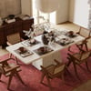 Dining Set 79" Faux Travertine Dining Table with 6 Chairs