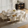 Dining Set 87" Modern Rectangle Sintered Stone Dining Table Gold with 8 Chairs
