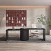 Modern 60" L-Shaped Black Executive Desk with Drawers, Rotating Design