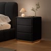 Moderner Nachttisch aus MDF mit 3 Schubladen, cremefarben, USB und Beleuchtung