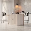 Mid-Century Modern 129 cm Glossy Sintered Stone Top Kitchen Island with Cabinets, Whitewash