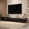 Meuble TV extensible Quoint 179 à 255 cm en bois avec lumière et 3 tiroirs - noir