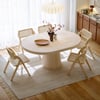 Japandi 39"–55" Extendable Round-to-Oval Wood Dining Table–Whitewash, Seats 4-6