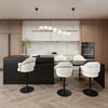 Modern 205 - 270 cm Extendable Marble Pattern Kitchen Island with Doors & Drawers, Black