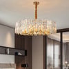 Clyvra Modern Geometric Crystal Chandelier 14-Light with Adjustable Chain in Gold