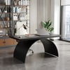 Industrial 63" Rectangular Black Wood Desk with Metal Base