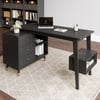 Ultic 47" L-Shaped Black Rotating Desk with Storage