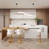 Modern 205 - 270 cm Extendable Marble Pattern Kitchen Island with Storage, Natural & White