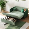 135 cm 1-Seater Green Velvet Convertible Sleeper Sofa with Storage & Pillows