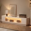 79" Glass Door Warm White TV Stand with Storage and LED