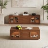 Arune 1829 mm Arched Glass Doors Walnut TV Stand Coffee Table Set with Storage and LED