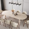 Mid-Century Modern 79"-94" Extendable Whitewash Oval Dining Table, Seats 6–10