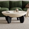 Curva 37" Round Concrete Coffee Table with Ash Wood Legs