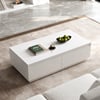 Mesa de centro retangular Fero 120 cm de madeira com 4 gavetas estilo Mid-Century - branco