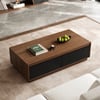 Fero Mid-Century 120 cm Black & Walnut Rectangular Coffee Table with 4 Drawers