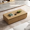 Mesa de centro retangular Fero de 120 cm de madeira com 4 gavetas estilo Mid-Century - natural