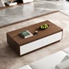 Fero Mid Century 47" White & Walnut Rectangular Coffee Table with 4 Drawers