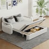 61" Full 2-Seater Cotton & Linen Convertible Sleeper Sofa with Storage