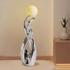 Silver Sculpture with Illuminated Sphere Art Decor