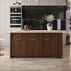 Walnut Kitchen Island with Ample Storage, 1800 mm