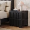 Florva Ash Wood 2-Drawer Nightstand with Faux Travertine-Top