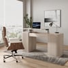 Ensemble bureau d'ordinateur moderne blanc délavé et chaise de travail pivotante rembourrée (1500 mm)