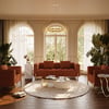Axial Boucle Upholstered Accent Chair 2007 mm Boucle Fluted Sofa with Gold Legs & Pillows
