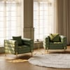 Axial Performance Leather Upholstered Accent Chair in Gold Finish Set of 2