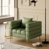 Axial Performance Leather Upholstered Accent Chair in Gold Finish