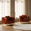 Axial Boucle Upholstered Lounge Accent Chair with Armrest & Gold Legs, Set of 2