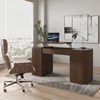 Bureau d'ordinateur debout moderne en noyer et chaise de travail pivotante rembourrée (1500 mm)
