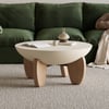 Curva 75 cm Round Concrete Coffee Table with Ash Wood Legs