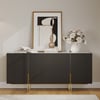 Grovyn 63" Black Glossy Sintered Stone Sideboard with Fluted & Adjustable Shelves