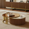 Grovyn 700mm-800mm Round Nesting Coffee Table Set with Sintered Stone Top