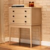 Commode moderne blanchie à la chaux Tanic Mid Century avec rangement, 3 tiroirs, en bois de frêne