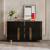 Artis Modern Matte Black 59"W Sintered Stone Sideboard 3 Drawers Kitchen Buffet Table