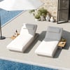 Verstellbare Gartenliege Tevara aus Teak & Aluminium in Sand, 2er Set