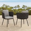 Sedia da pranzo moderna da patio Cocaro da 2 pezzi in alluminio e corde di metà secolo, grigio scuro