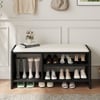 40" Wood Shoe Storage Entryway Bench Leather Upholstered