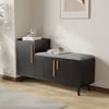 47" Black Wooden Shoe Storage Bench with 3 Doors & 5 Shelves for Entryway