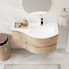 35" Floating Single Curved Bathroom Vanity with Sink & Storage