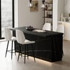 Japandi 72" Black Kitchen Island with Storage & LED Lighting