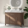 100 cm Walnut Freestanding Bathroom Vanity Sintered Stone Top & Silver Handles