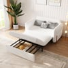 135 cm 1-Seater White Corduroy Convertible Sleeper Sofa with Storage & Pillows