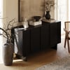Aparador de madera negra Panvyr Mid Century de 60 pulgadas con almacenamiento y estantes ajustables